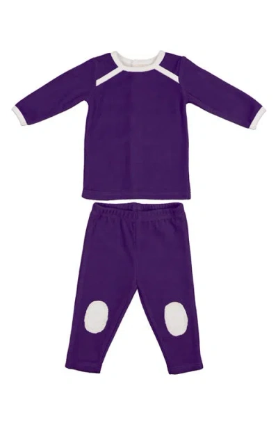 Maniere Babies' Manière Kids' Velour Patch Long Sleeve Top & Pants Set In Purple