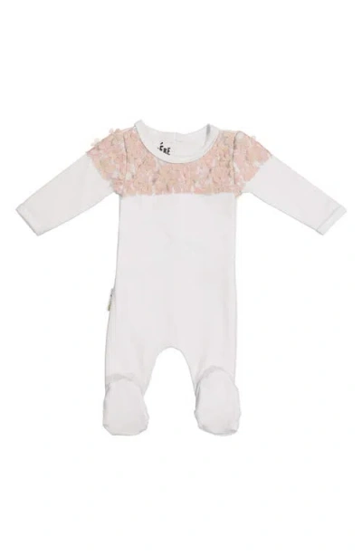 Maniere Babies' Manière Lace Yoke Footie In White