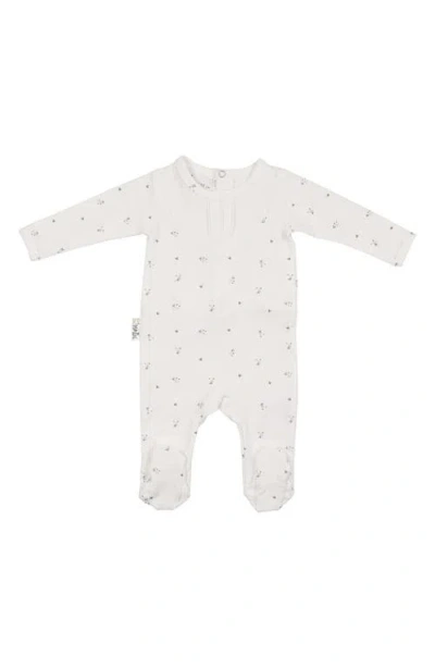 Maniere Babies' Manière Leaves & Pleats Footie In White