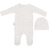 Maniere Babies' Manière Leaves & Pleats Footie & Hat Set In Black