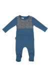 Maniere Babies' Metallic Smocked Bodice Footie In Denim Blue