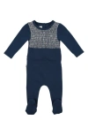 Maniere Babies' Metallic Smocked Bodice Footie In Blue