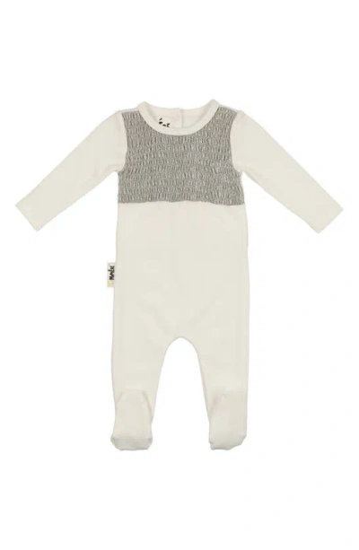 Maniere Babies' Metallic Smocked Bodice Footie In White