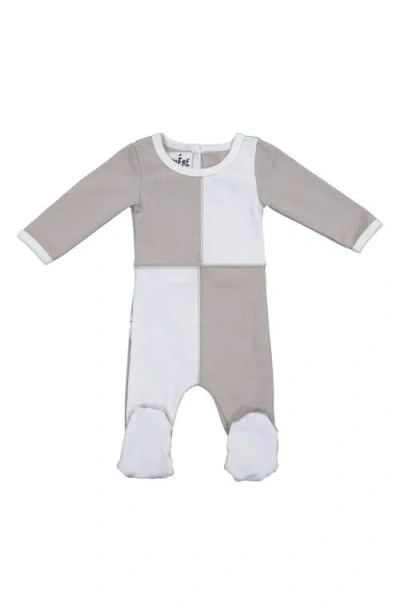 Maniere Babies' Manière Patchwork Footie In Gray