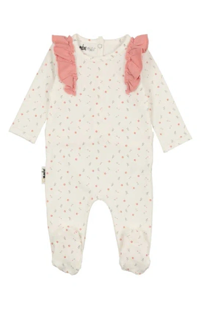 Maniere Babies' Manière Petals & Polka Dots Footie In White