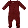 Maniere Pine Cone Print Cotton Blend Footie In Brown