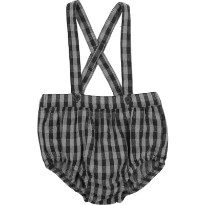 Maniere Babies' Manière Plaid Shortalls In Brown