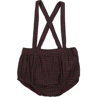 Maniere Babies' Manière Plaid Shortalls In Brown