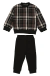 Maniere Manière Plaid Top & Joggers Set In Black