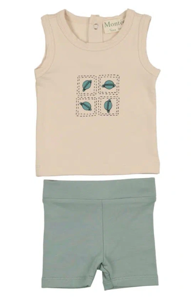 Maniere Babies' Planet Print Tank & Shorts Set In Sand