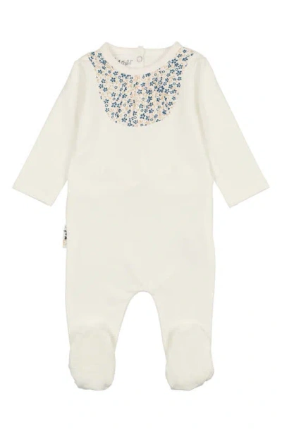 Maniere Babies' Pleated Bib Footie In White Blue