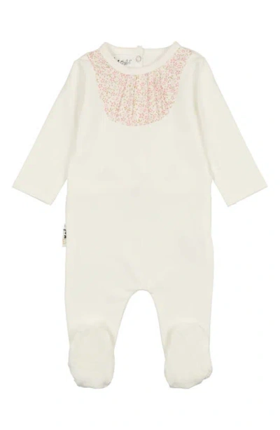 Maniere Babies' Pleated Bib Footie In White Pink