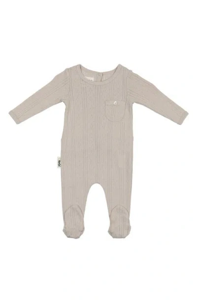 Maniere Babies' Manière Pocket Pointelle Footie In Gray