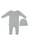 Maniere Manière Pointelle Footie & Beanie Set In Blue