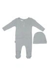 Maniere Manière Pointelle Footie & Beanie Set In Gray