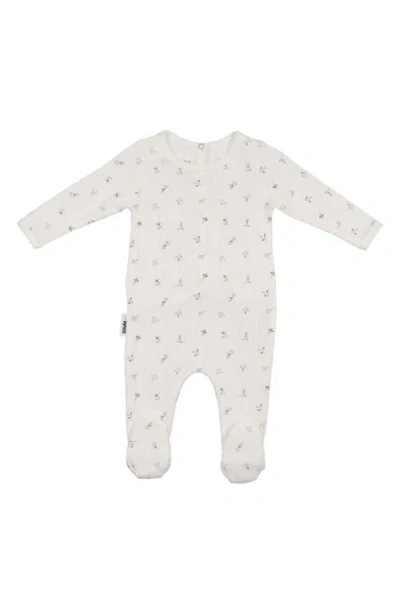 Maniere Babies' Manière Pointelle Leaves Footie In White