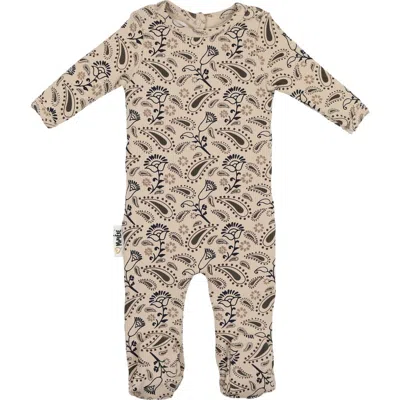 Maniere Kids' Manière Pretty Paisley Rib Cotton Blend Footie In Neutral