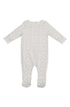 Maniere Babies' Manière Printed Leaf Stretch Cotton Footie In Gray