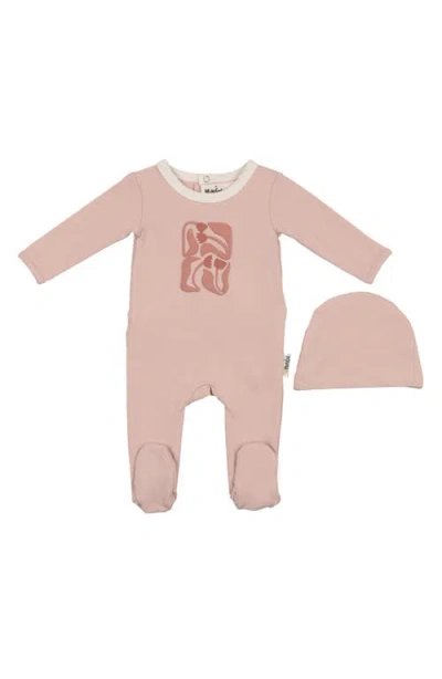 Maniere Babies' Manière Puff Paint Flower Footie & Hat Set In Neutral