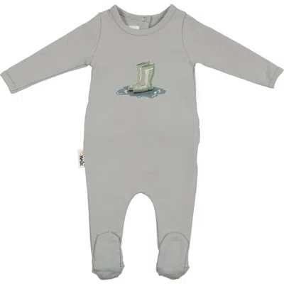 Maniere Babies' Manière Rain Boot Print Footie In Gray