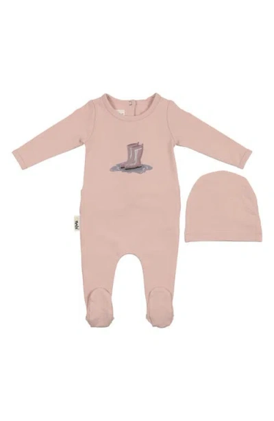 Maniere Babies' Manière Rain Boot Print Footie & Hat Set In Neutral