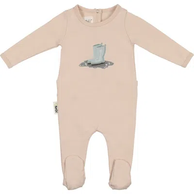 Maniere Babies' Manière Rainboot Print Cotton Blend Footie In Neutral