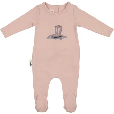 Maniere Babies' Manière Rainboot Print Cotton Blend Footie In Pink