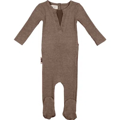 Maniere Babies' Manière Rib Henley Footie In Brown