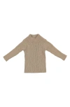 Maniere Kids' Manière Rib Long Sleeve T-shirt In Heather Sand