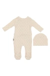Maniere Manière Rib Pineapple Footie & Hat Set In Neutral