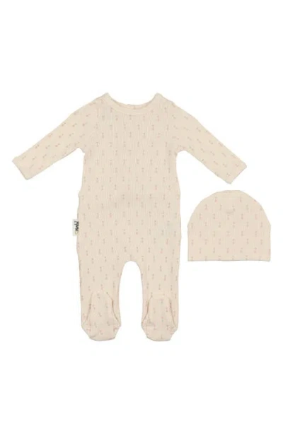 Maniere Babies' Manière Rib Pineapple Footie & Hat Set In Neutral