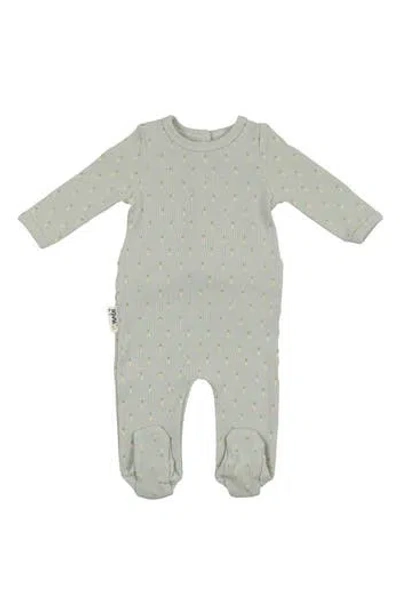 Maniere Babies' Manière Rib Pineapple Footie In Gray