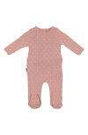 Maniere Babies' Manière Rib Pineapple Footie In Pink
