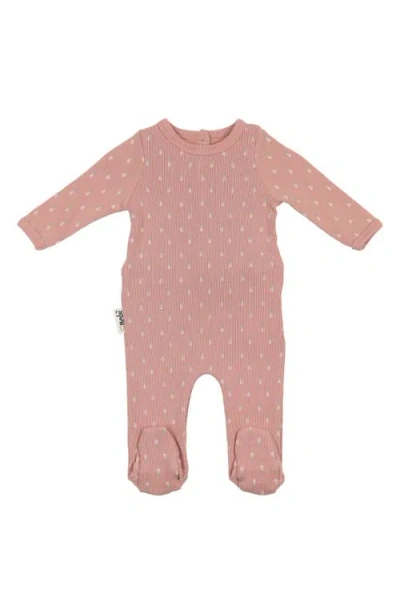 Maniere Babies' Manière Rib Pineapple Footie In Pink
