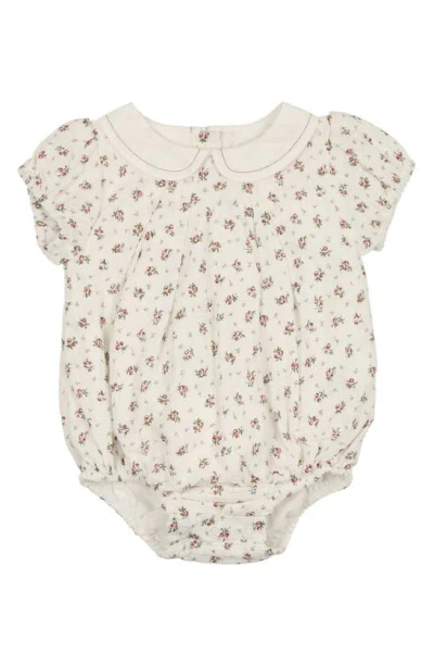 Maniere Babies' Rosebud Print Cotton Knit Bubble Romper In Red