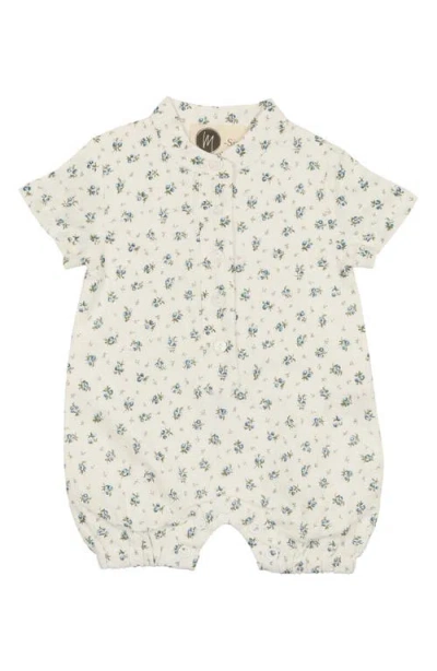 Maniere Babies' Manière Rosebud Print Cotton Romper In Neutral