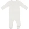Maniere Manière Ruffle Accent Cotton Footie In Ivory