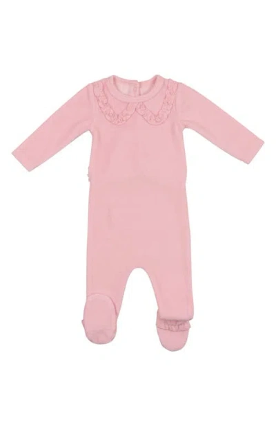 Maniere Babies' Manière Ruffle Accent Cotton Footie In Mauve
