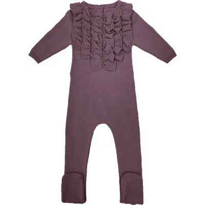 Maniere Babies' Manière Ruffle Footie In Berry