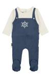 Maniere Sailor Long Sleeve Overall Footie In Blue
