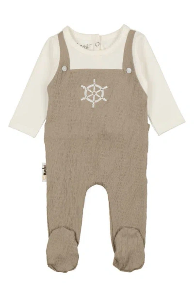 Maniere Babies' Sailor Long Sleeve Dungaree Footie In Sand