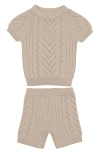 MANIERE MANIÈRE SHORT SLEEVE POINTELLE SWEATER & SHORTS SET