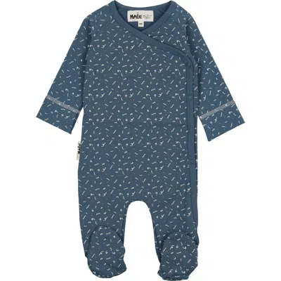 Maniere Babies' Manière Silly Squiggle Footie In Royal Blue/white