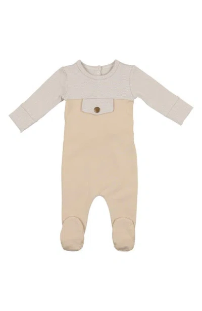 Maniere Babies' Manière Snap Pocket Cotton Blend Footie In Gray