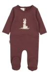 Maniere Babies' Manière Snow Bunny Cotton Blend Footie In Brown