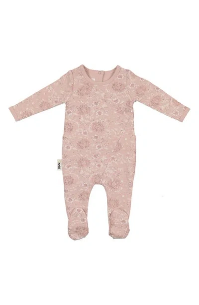 Maniere Babies' Manière Soft Roses Cotton Blend Footie In Brown