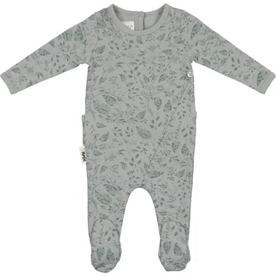 Maniere Babies' Manière Soft Vines Cotton Blend Footie In Gray