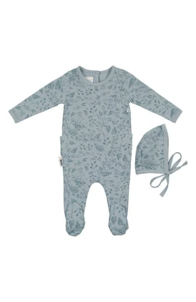Maniere Babies' Manière Soft Vines Footie & Hat Set In Gray