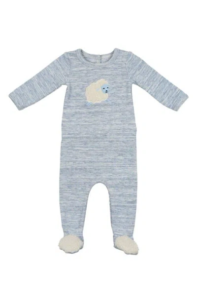 Maniere Babies' Manière Space Dye Appliqué Sheep Footie In Blue