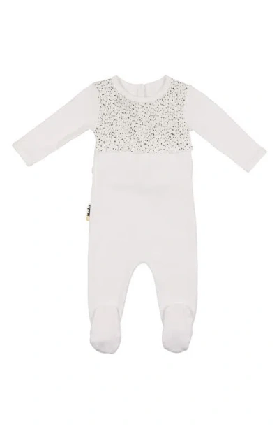 Maniere Kids' Manière Speckled Smocked Cotton Blend Footie In White